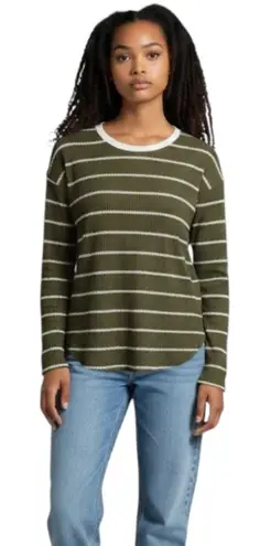 Ella Mara Thermal Knit Sweater Women Small Green Pullover Casual Cozy Minimalist