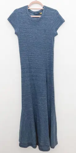 Ralph Lauren Maxi Dress Size M Blue Waffle Knit Minimalist Preppy Old Money Luxe Size M