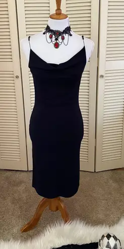 Vintage Stunning Gothic Black Cowl Neck/Back Dress with slits on the side