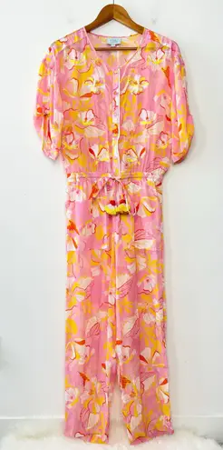 TAJ SABRINA CRIPPA Jumpsuit Womens Size XS Resortwear Luxury Vacation Beach Trip Pink