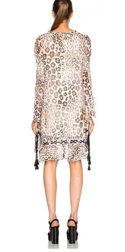 Chloé Chloe Leopard Gauze Dress Silk Tassels Animal Print