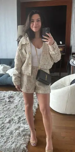 EXPRESS Sequin Tweed High Waisted Shorts - Image 5