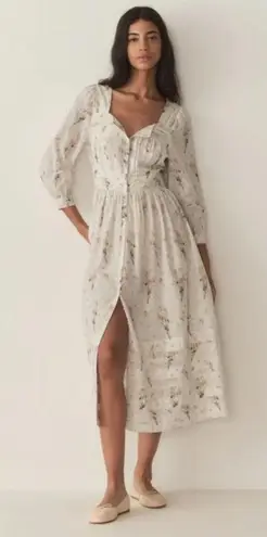 DOEN Minta Floral Midi Dress in Painted Bouquet White Size XS