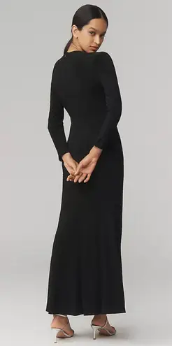 Y2K 90s Vintage Long Sleeve Shift Column Maxi Dress Minimalist Evening Goth Vamp Size M