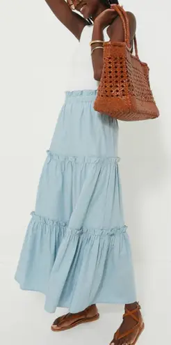 Tuckernuck Slate Blue Stripe Prado Pull On Stripe Skirt Preppy - Sz M 🧡🎀