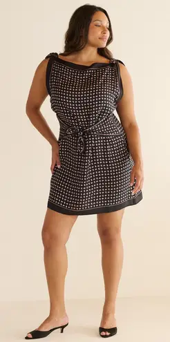 Doen Silk MILLANE DRESS IN CARDINALE FOULARD Sleeveless Black Size XXL