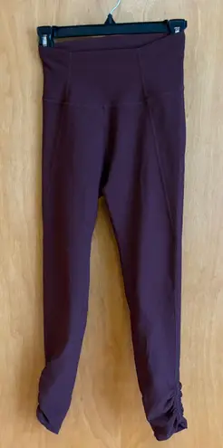 WILO The Label Ribbed High Waisted Ruched Hem Leggings Women Size S Burgundy Purple