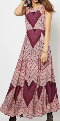 Free People  Bohemian Maxi Dress Lace Up Racer Open Back Sleeveless - Image 1