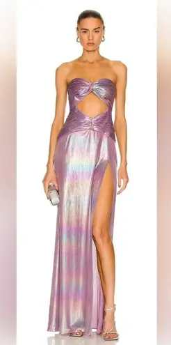 Retrofete Soleil Dress in Lilac Aurora Size XS Strapless NWT Cutout Maxi Rainbow Purple