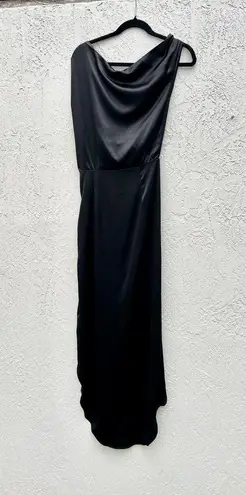 NWT Nonchalant Label Hi Low Hem Satin Dinah Maxi Dress Black Women's Size XS