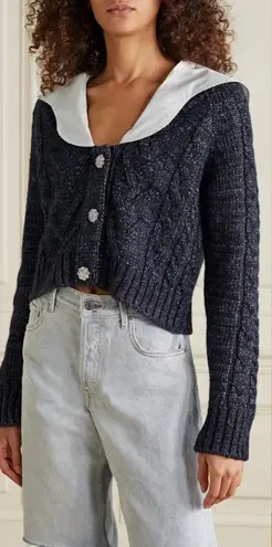Ganni Poplin Collar Cropped Cardigan- NWT XL