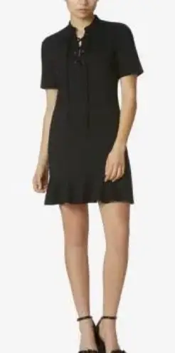 Avec Les Filles Lace Up Muette Mini Dress Black Womens Size XS