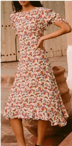 Faithfull the Brand Emilia Midi Dress in Lumina Floral Print grandmacore ruffle