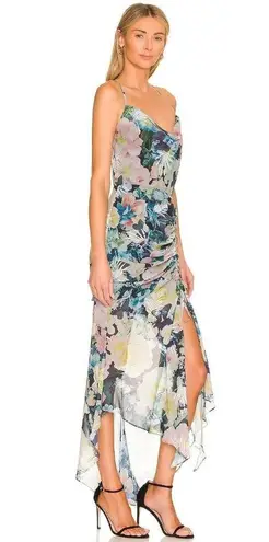 Lee Sau  Freida Dress in Blue Small Womens Floral Midi Cocktai Party