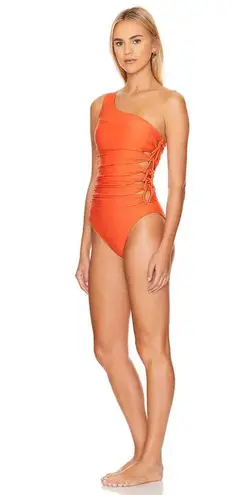 JONATHAN SIMKHAI Huntley One Piece Swimsuit in Flame Medium Womens Swimsuit Orange - Image 3