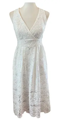 Maje White Lace Crochet Midi Dress Coastal Cowgirl Wedding Yacht Wife Boho Bride