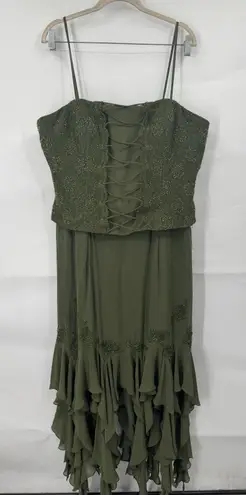 VTG Masoni Fairy Renaissance Whimsical Midi Dress Women 20 Green Goblin Gremlin Size undefined