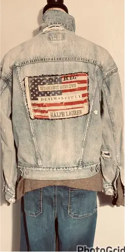 Denim & Supply RL Distressed Flag Jacket. Rare!