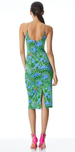 Alice + Olivia 💕💕 Delora Spaghetti Strap Midi Dress Spring Paisley Print 2 NWT