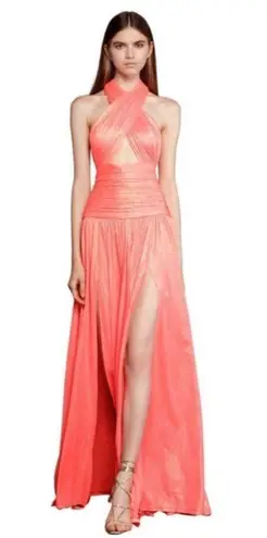 Bronx and Banco NWT Florence Halterneck Metallic Coral Gown Small