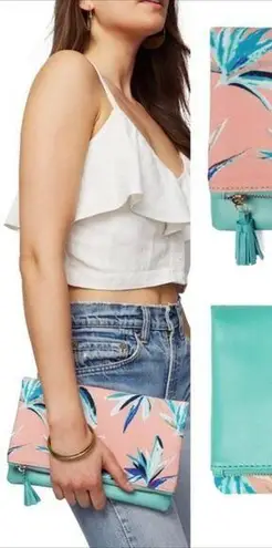 Rachel Pally NWT reversible Tropical clutch pink and green