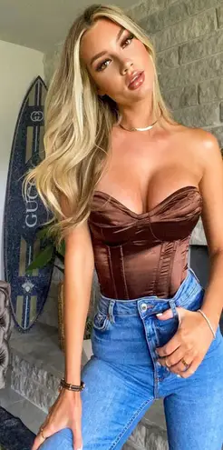 Pretty Little Thing Brown Corset Top