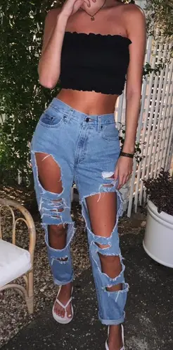 Boutique High Waisted Distressed Jeans