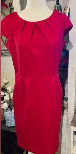 Dana Buchman Red Pleated Sheath Dress