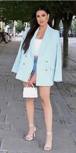 ZARA Sky Blue Flowy Blazer