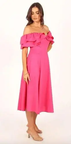 Petal and Pup Cabo Magenta Frill Sleeve Midi Dress M