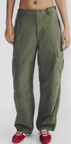 TNA Aritzia Supply Cargo Pants Green Heavyweight Cotton Baggy Women’s Size 0