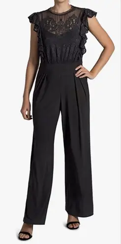 Julia Jordan NEW Lace Illusion Flutter Sleeve Black Jumpsuit Size 12 woman’s