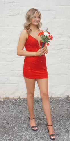 Johnathan Kayne Red Homecoming Dress
