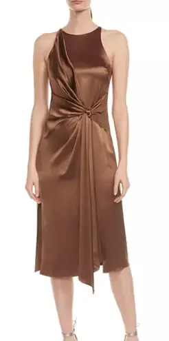 Halston Heritage
Draped-Front Twist-Detail Satin Midi Dress