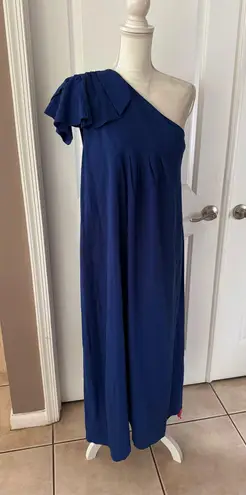 Farm Rio Linen Blend Leaf One-Shoulder Midi Dress. Size S. MSRP $285