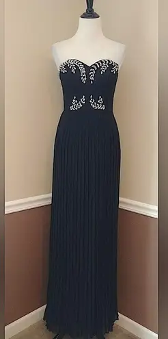 Chi Chi London Black Beaded Pleated Shirred Back Strapless Maxi Dress by Chi Chi from Modcloth