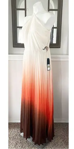 Rachel Roy Cut Out Zippered Pleated Ombré Maxi Dress Size 14 New w/Tag MSRP $169