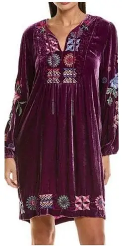 Johnny Was Nikkola heavily embroidered velvet shift dress NWT (oversized)