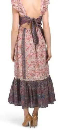 Haute Hippie NWT  Paisley Embroidered Tiered Ruffle Maxi Dress