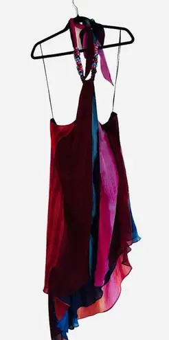 ZARA NWT  BEADED HALTER DRESS OPEN BACK ASYMMETRIC  BLOGGERS FAV