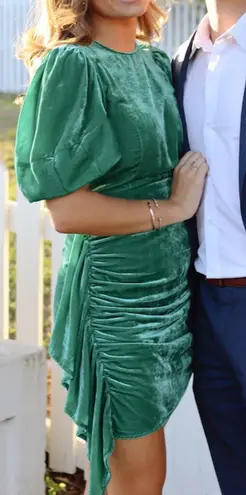 Rhode Pia Ruched Velvet Mini Dress Emerald Green Womens Size 0