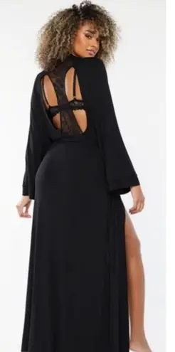 SAVAGE X Fenty Black Lace Cut Out Silky Robe Bedroom Boudoir Sexy Size M/L