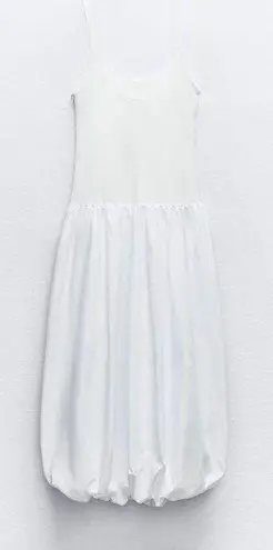 ZARA NEW  NEW WOMAN SS24 WHITE CONTRAST BALLOON MIDI DRESS SMALL REF:4661…