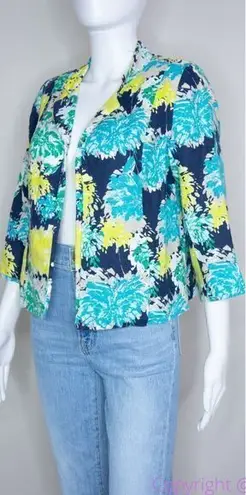 kim rogers Kim Rogers linen hawaii floral print blazer jacket, women's size Petite Small