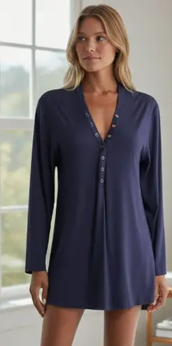 Robin Piccone NWT Amy Long Sleeve Cover-Up Tunic Medium, NAVY Medium
