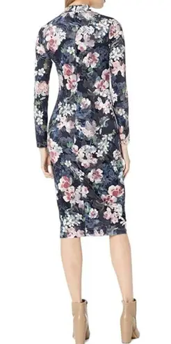 Rachel Roy Blue Floral Velvet Over The Knee long Sleeve Dress Pink