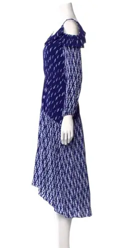 Sandro Lightning Bolt Bare Shoulder Crepe Midi Dress
Blue Kemila Size M