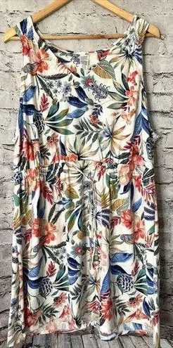 West Loop Floral Tropical Drawstring Tank Dress Women’s XL