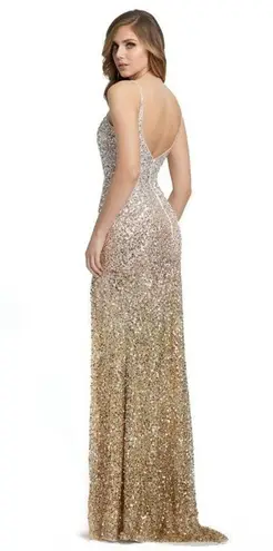 Mac Duggal embellished sequins ombré color long gown with slit style 5064 size 6 - Image 2