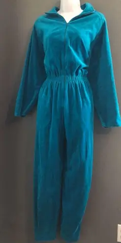 Vintage Blue California ROC  Velour Long Sleeve Jumpsuit Jumper Women’s Medium